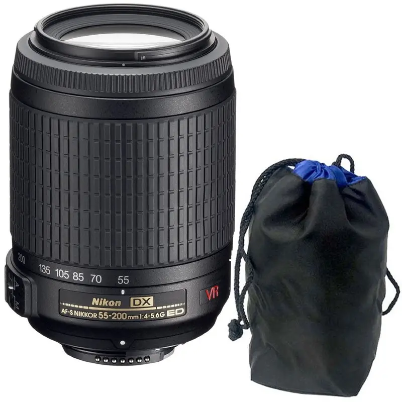 Nikon 55-200MM F/4-5.6 AF-S VR DX Lens with Lens Case for Nikon DSLR Cameras