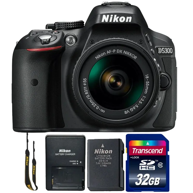 Nikon D5300 24.2MP Digital SLR Camera with 18-55mm Lens and 32GB Memory Card