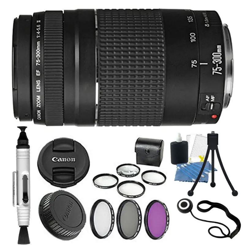 Canon EF 75-300mm Telephoto Zoom Lens for Canon SLR Cameras + Filters & More