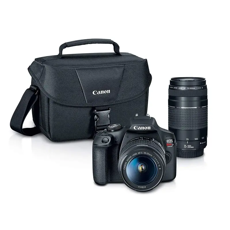 Canon EOS Rebel T7 24.1MP DSLR with EF 18-55mm + EF 75-300mm Double Zoom KIT + 100ES Bag