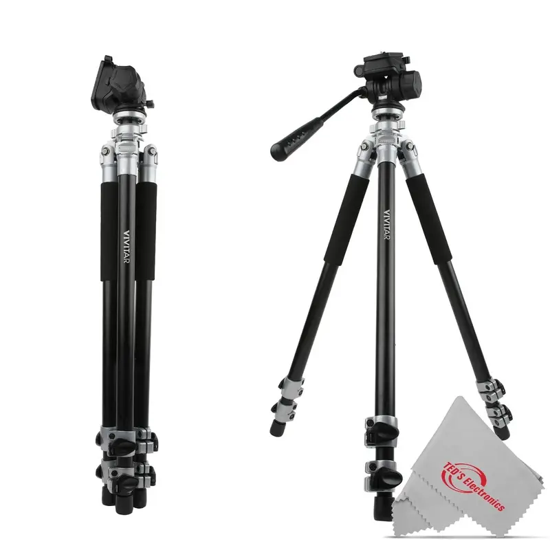 Vivitar Cinema 71 Inch Aluminum Alloy Tripod 360 Fluid Head with Pan Tilt