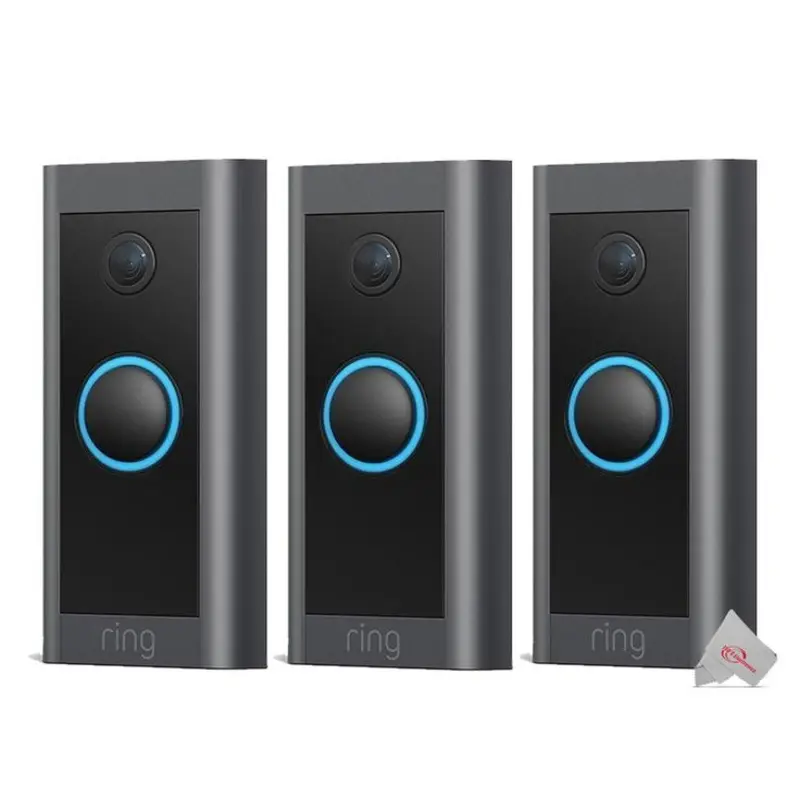 3x Ring 1080p Wired HD Video Doorbell Black