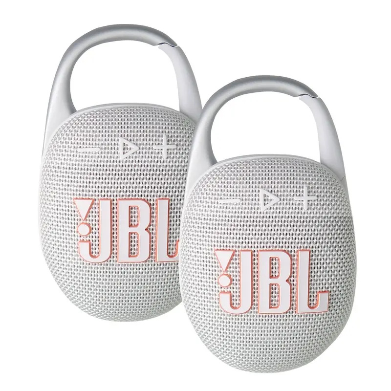 JBL Clip 5 Portable Waterproof Wireless Speakers (White) - 2 Units