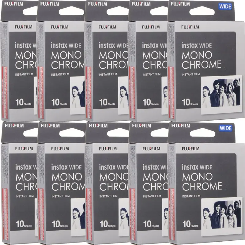 10 Pack FUJIFILM INSTAX Pack Wide Monochrome Instant Film (100 Exposures)