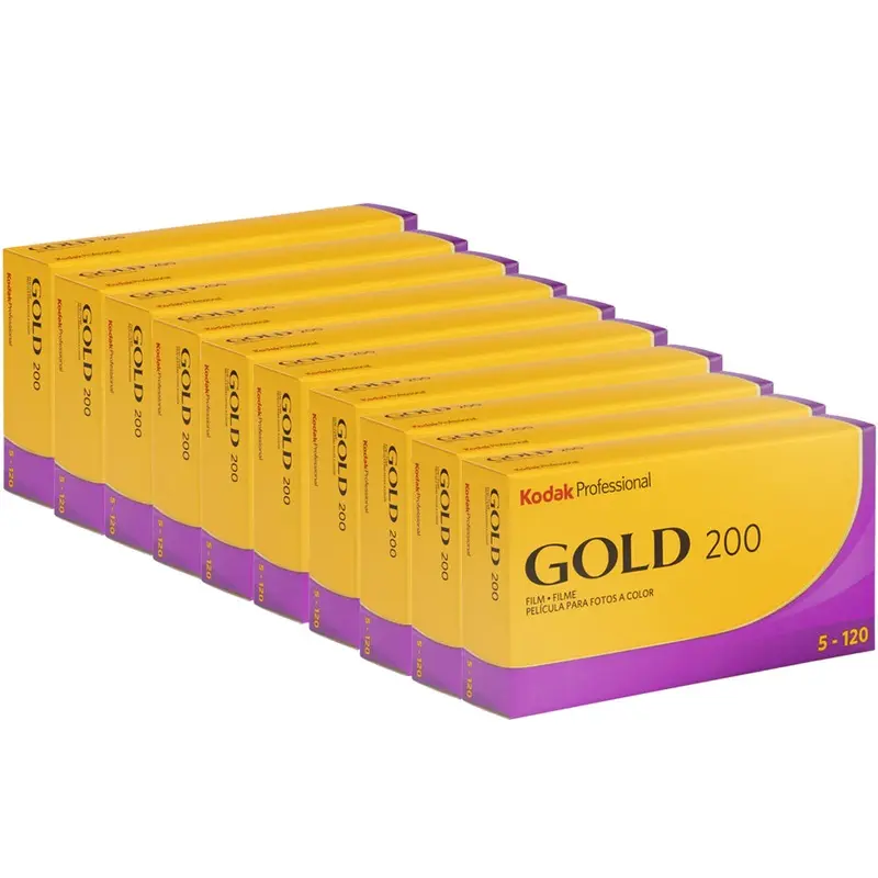10x Kodak Professional Gold 200 Color Negative Film - 120 Roll Film, Pack of 5