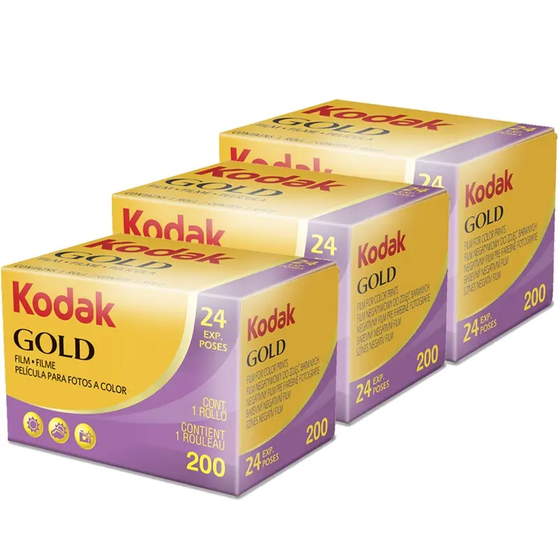 3 Units Kodak GOLD 200 Color Negative Film 35mm Roll Film, 24 Exposures