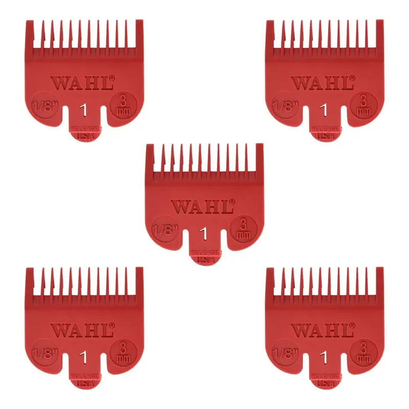 5x Wahl Professional Color-Coded Clipper Guide #1 - for Cutting 1/8" Red #3114-607
