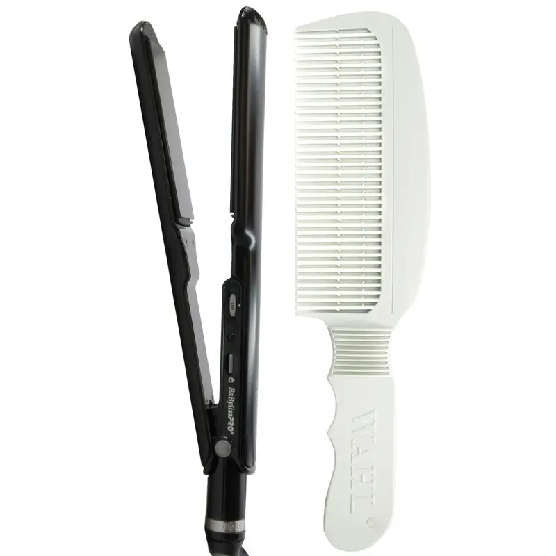 BaByliss Pro Porcelain Ceramic 1" Straightening Iron BP9559UC with Flat Top Comb