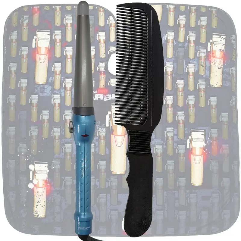 BaByliss Pro Nano Titanium Conicurl Iron 1 - " BNT125TB with Comb and Barber Cape