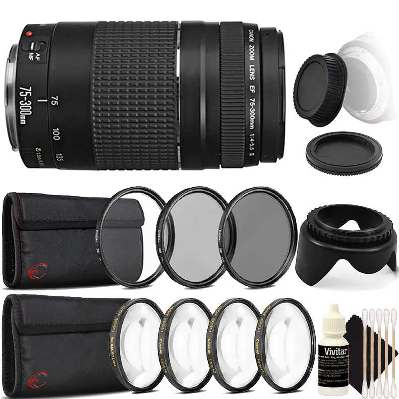 Canon EF 75-300mm f/4-5.6 III Lens with Accessories For Canon T5i , T6 , T6i and T7i