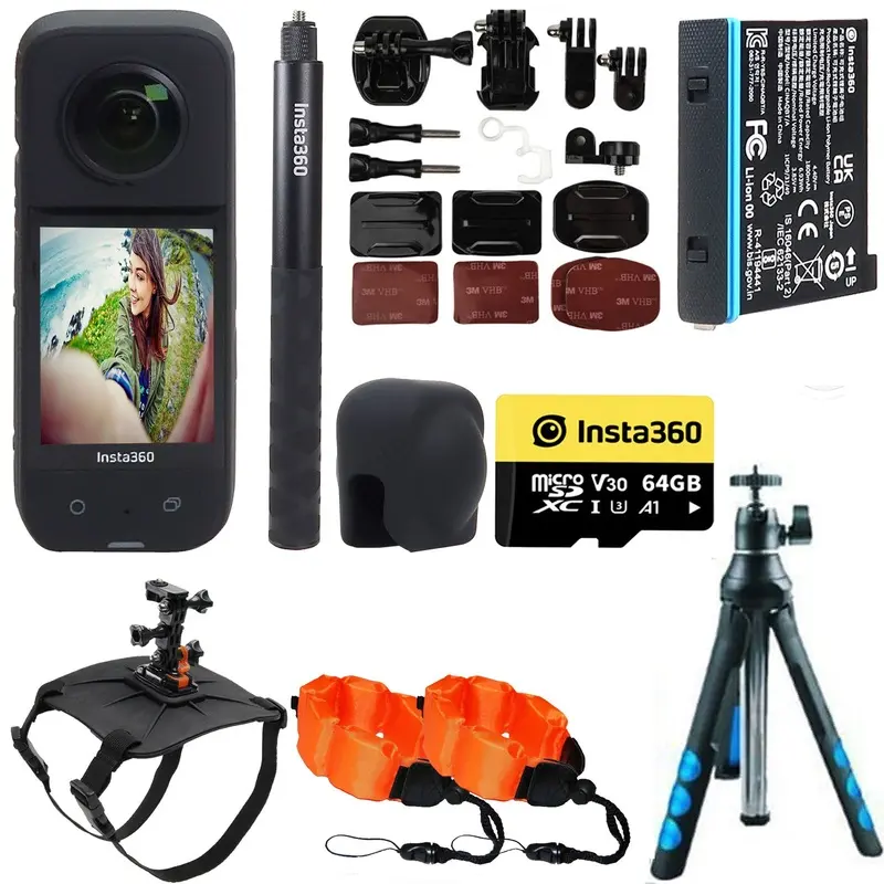 Insta360 X3 360 Action Camera Adventure Kit Streaming Essentials Tripod Kit
