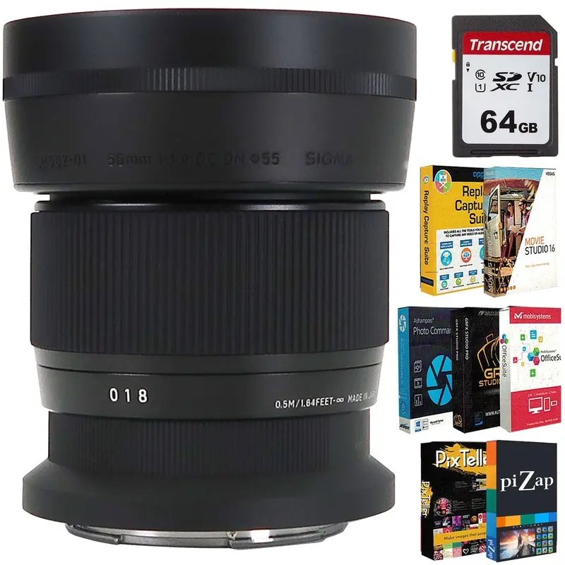 Sigma 56mm f/1.4 DC DN Contemporary Lens (Nikon Z) Photo Editing Software Kit