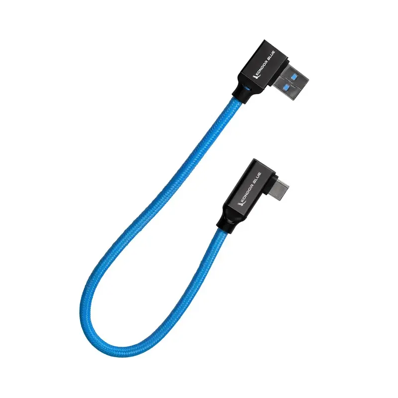 Kondor Blue 12 USB-C to USB-A Right Angle to Right Angle Braided Cable - Kondor Blue