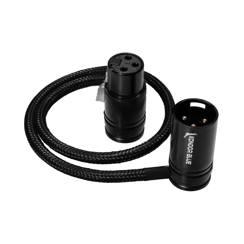 Kondor Blue 16 Straight Low Profile Right Angle XLR Cable - Raven Black