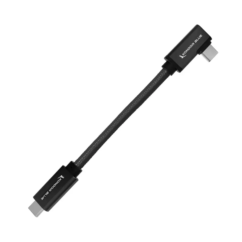 Kondor Blue 6 USB-C 3.2 Right Angle to Straight Angle Blue Cable - Raven Black