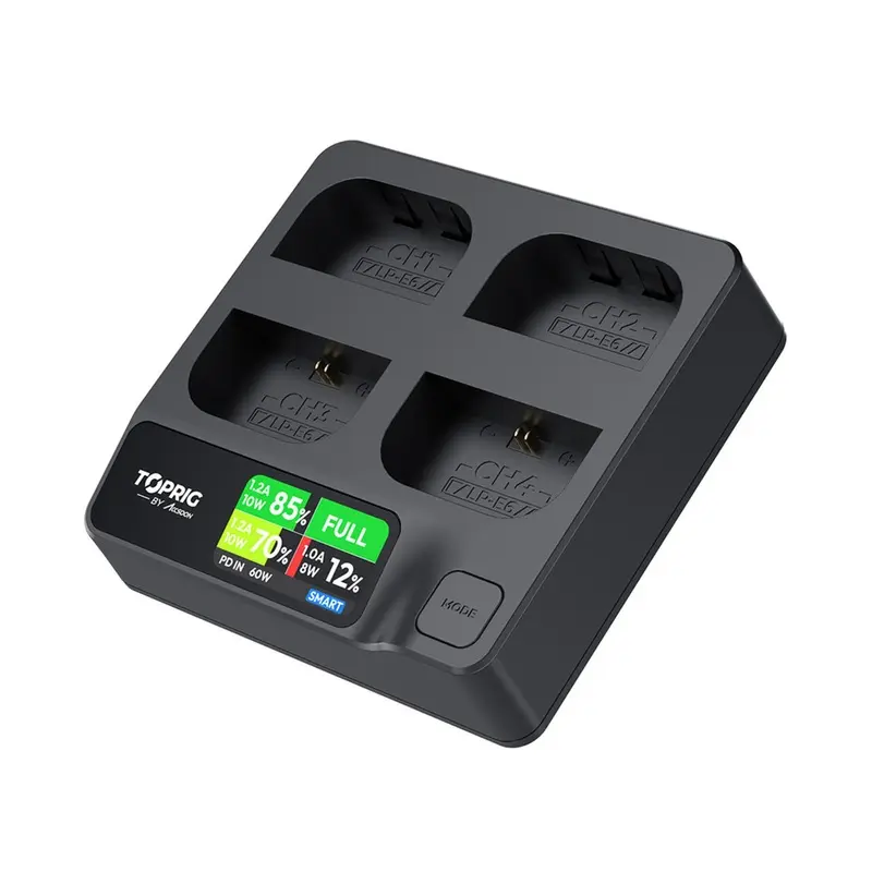 Accsoon TopRig 100W 4-Bay LP-E6 Fast Charger