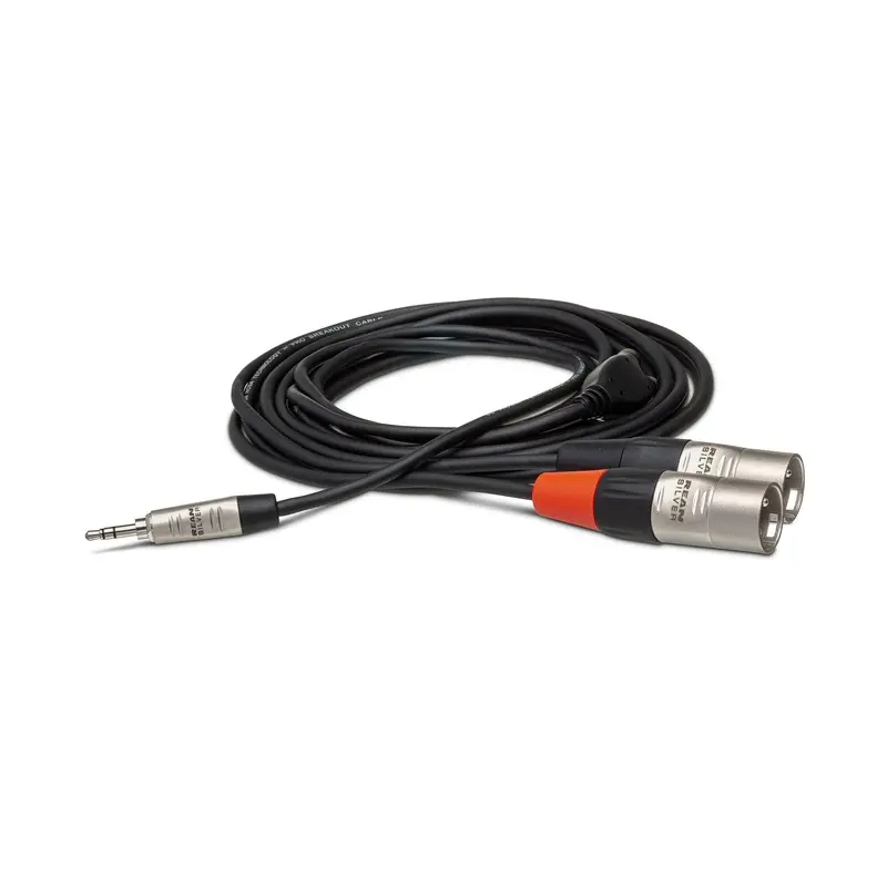 Hosa Technology Pro Stereo Breakout Cable - 3.5mm Stereo Mini to Dual 3-Pin XLR Male, 3'
