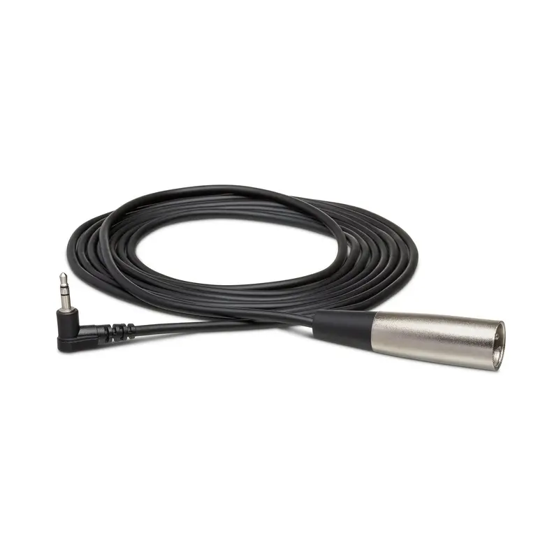 Hosa Technology Right-Angle 3.5mm Stereo TRS to 3-Pin XLR Male Microphone Cable, 1'