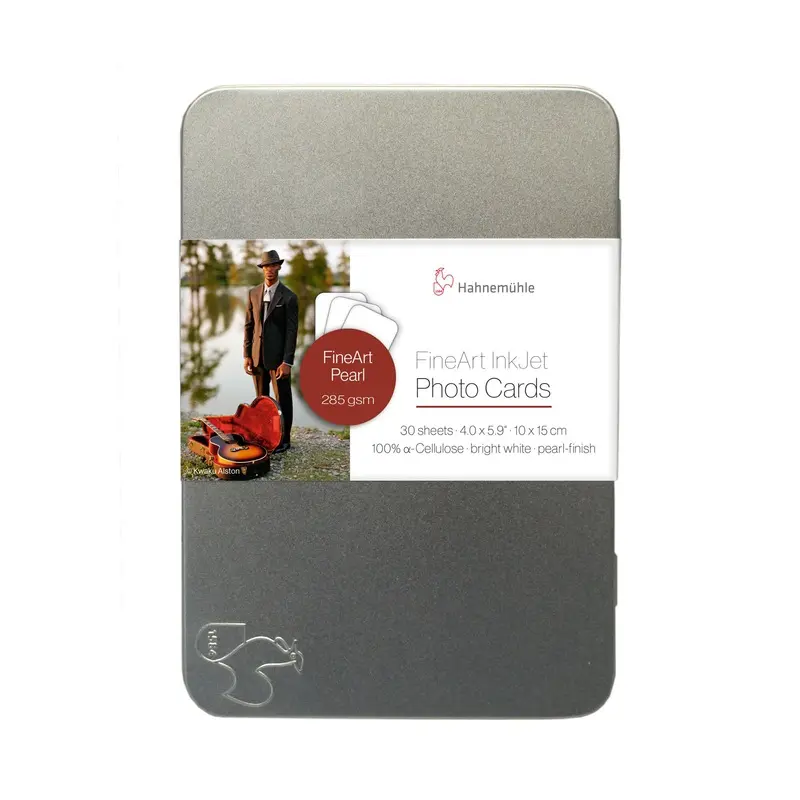 Hahnemhle FineArt Pearl Photo Cards in Tin Box, 285, 4" x 6" - 30 Cards