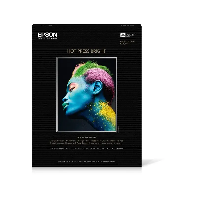 Epson Hot Press Bright Paper, 8.5" x 11" - 25 Sheets