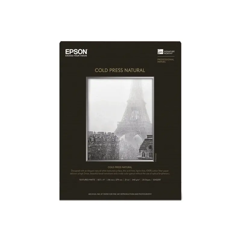 Epson Cold Press Natural Paper, 8.5" x 11" - 25 Sheets