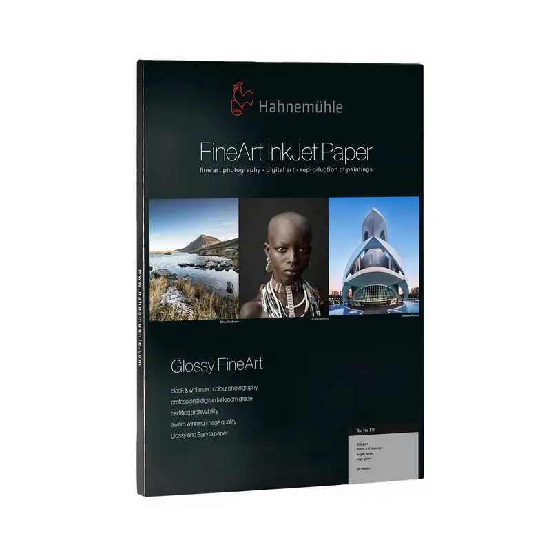 Hahnemhle Baryta FB Glossy FineArt Inkjet Paper 350, 17" x 22" - 25 Sheets