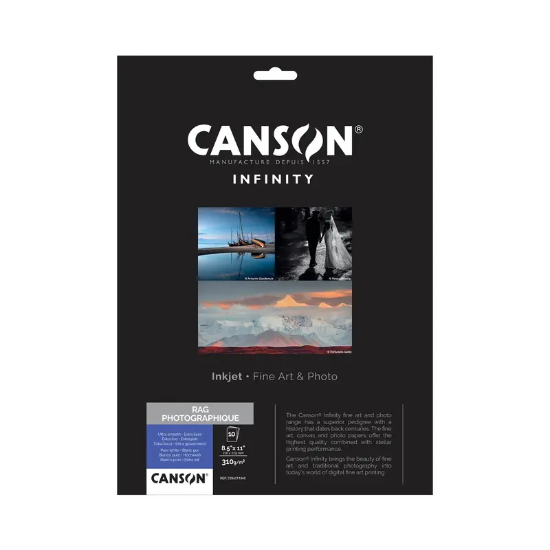 Canson Infinity Rag Photographique Matte Inkjet Paper, 310 gsm, 8.5 x 11" - 10 Sheets