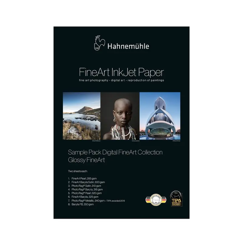 Hahnemhle Sample Pack Glossy FineArt Inkjet Paper, 8.5" x 11" - 8 Qualities / 16 Sheets