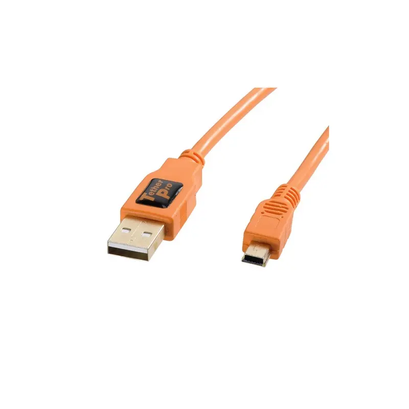 Tether Tools TetherPro USB 2.0 A Male to Mini-B 5-Pin Gold Plated 15' Cable 5451