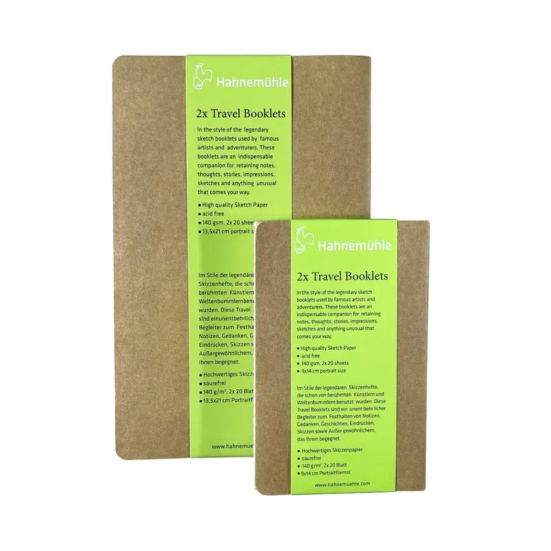 Hahnemhle Travel Booklet Bundle, 140gsm, 3.5" x 5.5" Portrait, 20 Sheets (40 Pages) - 2 Pack