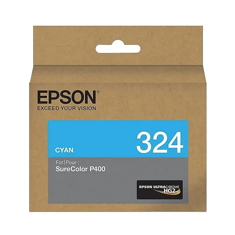 Epson T324 UltraChrome HG2 Cyan Ink Cartridge for SureColor P400 Printer - 14mL