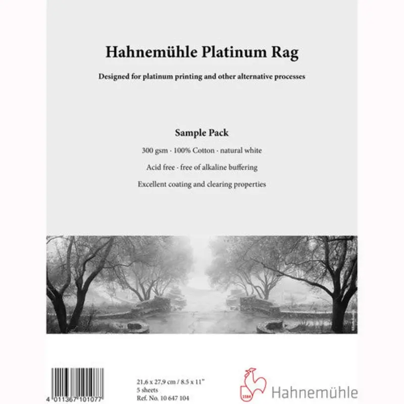 Hahnemhle Platinum Rag Fine Art Paper Sample Pack (8.5 x 11", 5 Sheets)