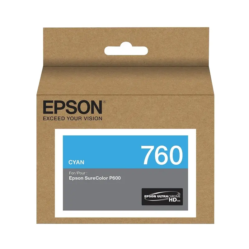 Epson T760 UltraChrome HD Cyan Ink Cartridge for SureColor P600 Printer