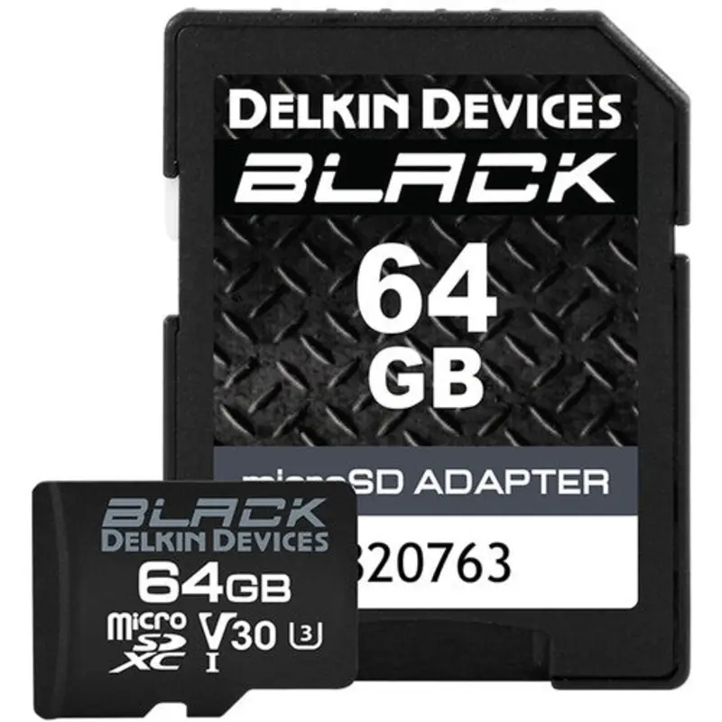 Delkin Devices 64GB BLACK UHS-I microSDXC Memory Card with SD Adapter