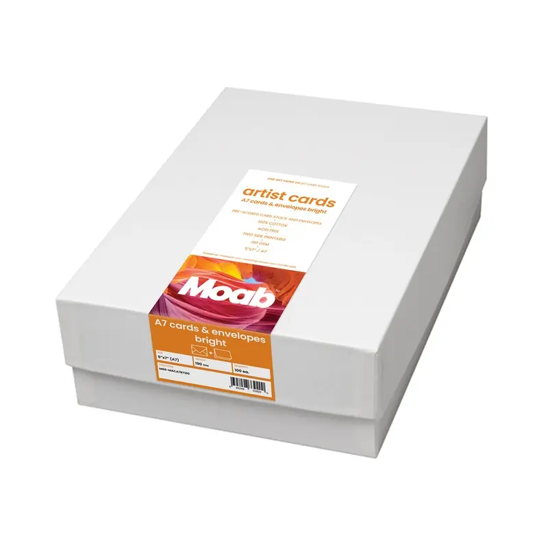 Moab Artist Cards and Envelopes, Bright White, 190gsm, 5" x 7" (A7) - 100 Count