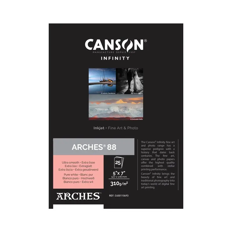 Canson Infinity ARCHES 88 Matte Inkjet Paper, 310 gsm, 5 x 7" - 25 Sheets