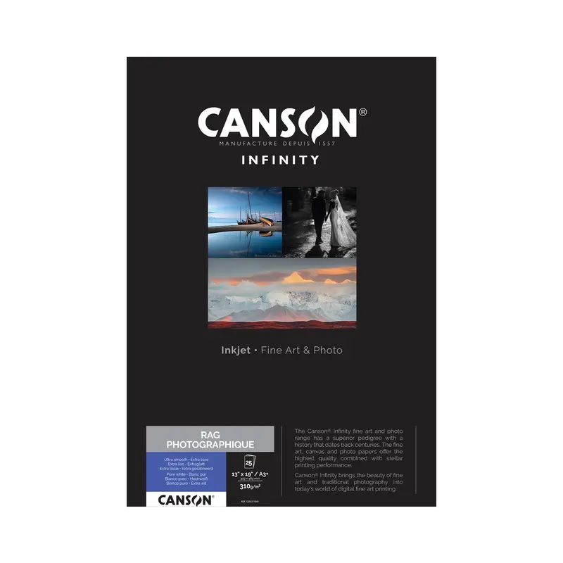 Canson Infinity Rag Photographique Matte Inkjet Paper, 310 gsm, 13 x 19" - 25 Sheets