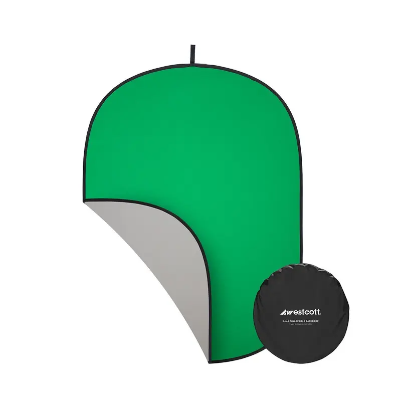 Westcott Collapsible 2-in-1 Gray & Green Screen Backdrop - 5' x 6.5'