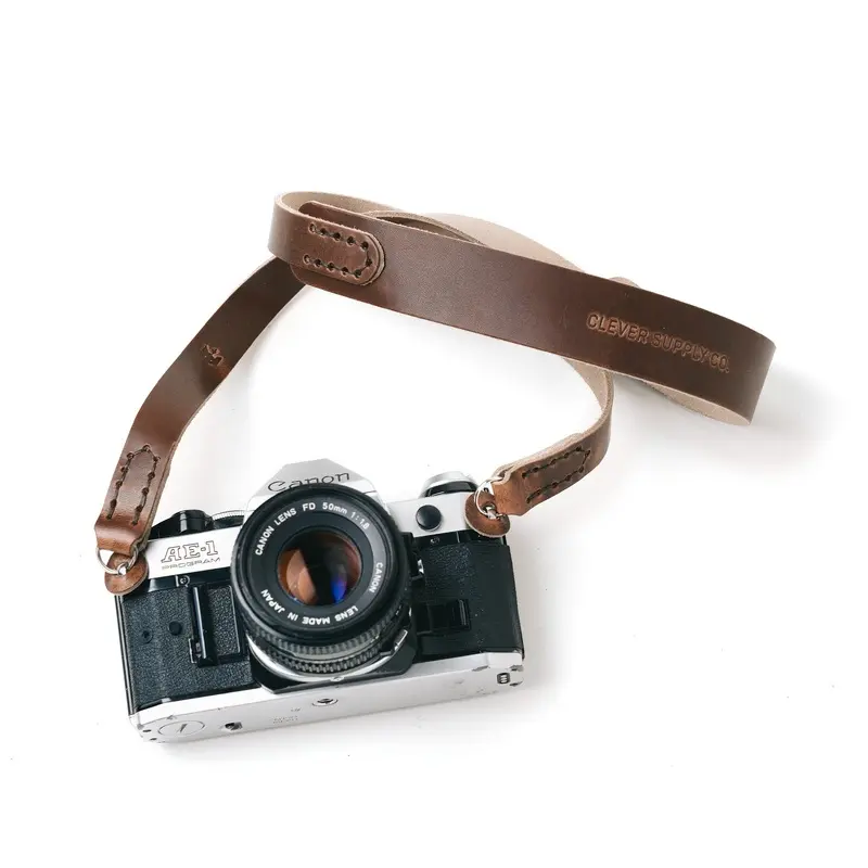 Clever Supply Traditional Camera Strap with Split Ring, 36" - Chestnut