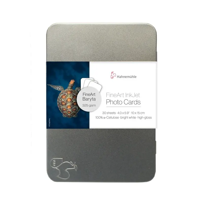 Hahnemhle Bamboo Natural Line FineArt Photo Cards in Tin Box, 290, 4" x 6" - 30 Cards