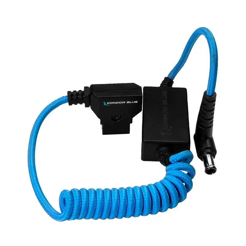 Kondor Blue Coiled D-Tap to 19.5V Regulated DC Power Cable for Sony FX9/FX6