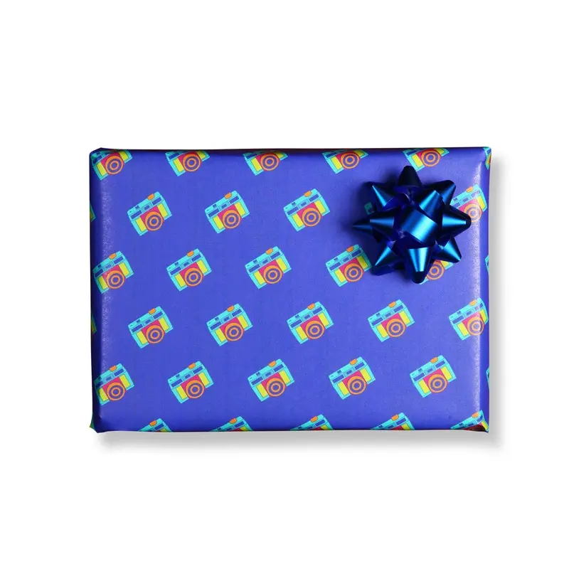 Neon Camera Gift Wrap, 10ft Roll - Purple