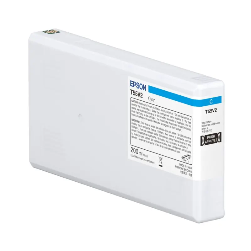 Epson T55V200 UltraChrome PRO10 Cyan Ink Cartridge for SureColor P5370 Printer - 200mL
