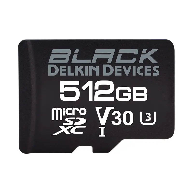 Delkin Devices 512GB BLACK UHS-I V30 microSDXC Memory Card with SD Adapter