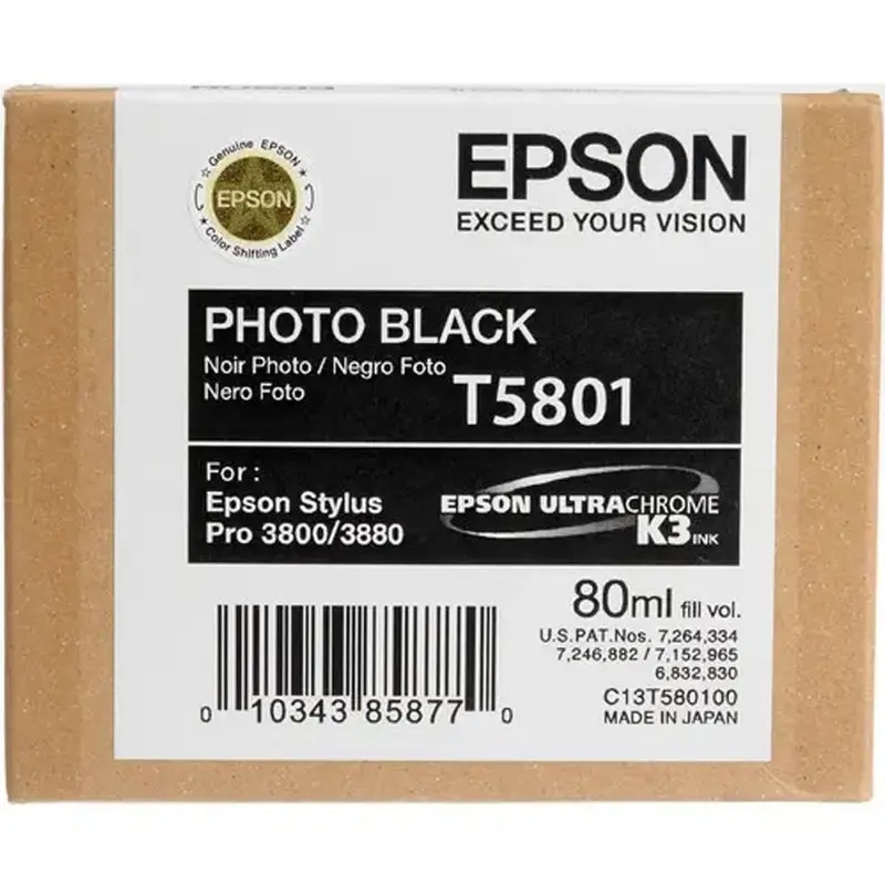 Epson T5801 UltraChrome K3 Photo Black Ink Cartridge (80ml) (Expired)