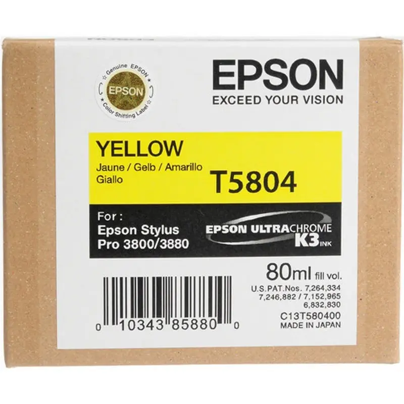 Epson T5804 UltraChrome K3 Yellow Ink Cartridge (80ml) (Expired)