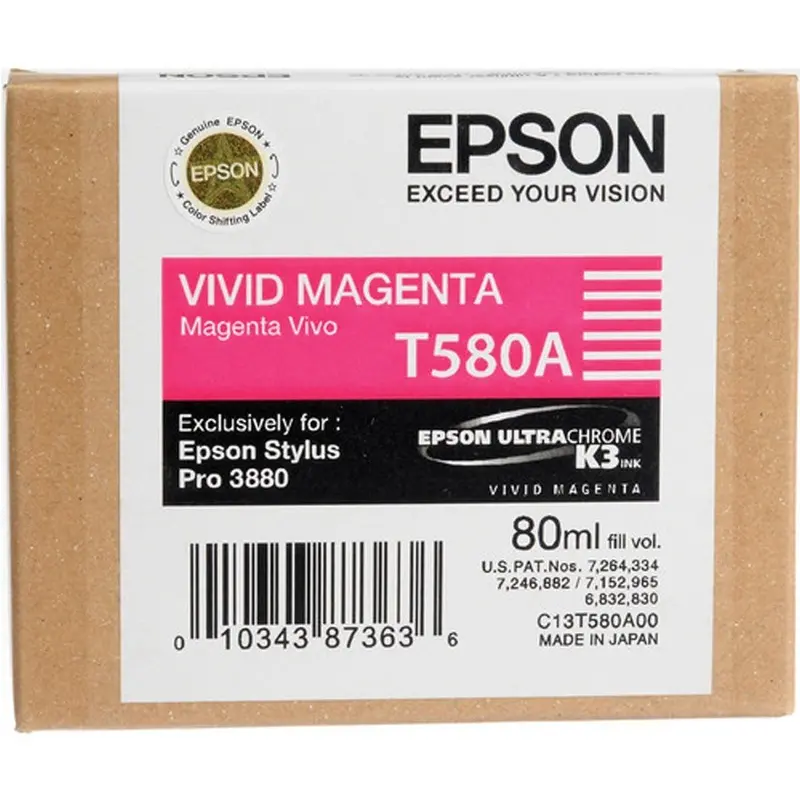 Epson T580A UltraChrome K3 Vivid Magenta Ink Cartridge (80ml) (Expired)