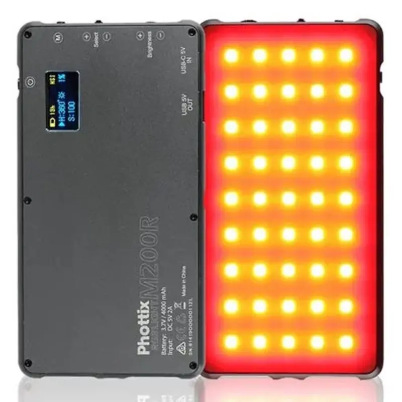 Phottix M200RGB Pocket LED Light with Power Bank for Mobile Phones & Tabletop tripod