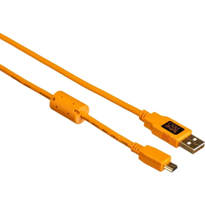 Tether Tools Tether Pro USB 2.0 Type A to Mini-B 4.6 Metre Cable (High Vis, Orange)
