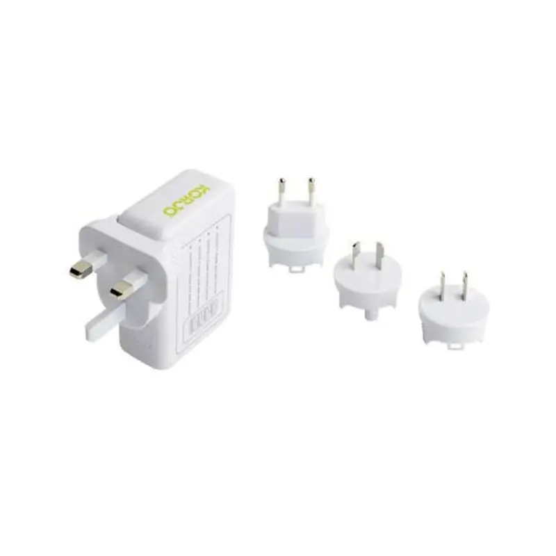 Korjo 4 Port USB Charger with International Plugs